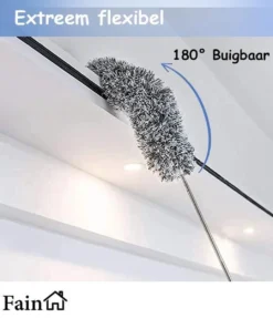 Fain® Plumeau Met Telescoopsteel – Grijs – 80 Tot 280 Cm - Uitschuifbaar – Wasbaar - Flexibel 360° Draaibaar – Duster - Microvezel Ragebol -Beste Woninginrichting Winkel 1033x1200