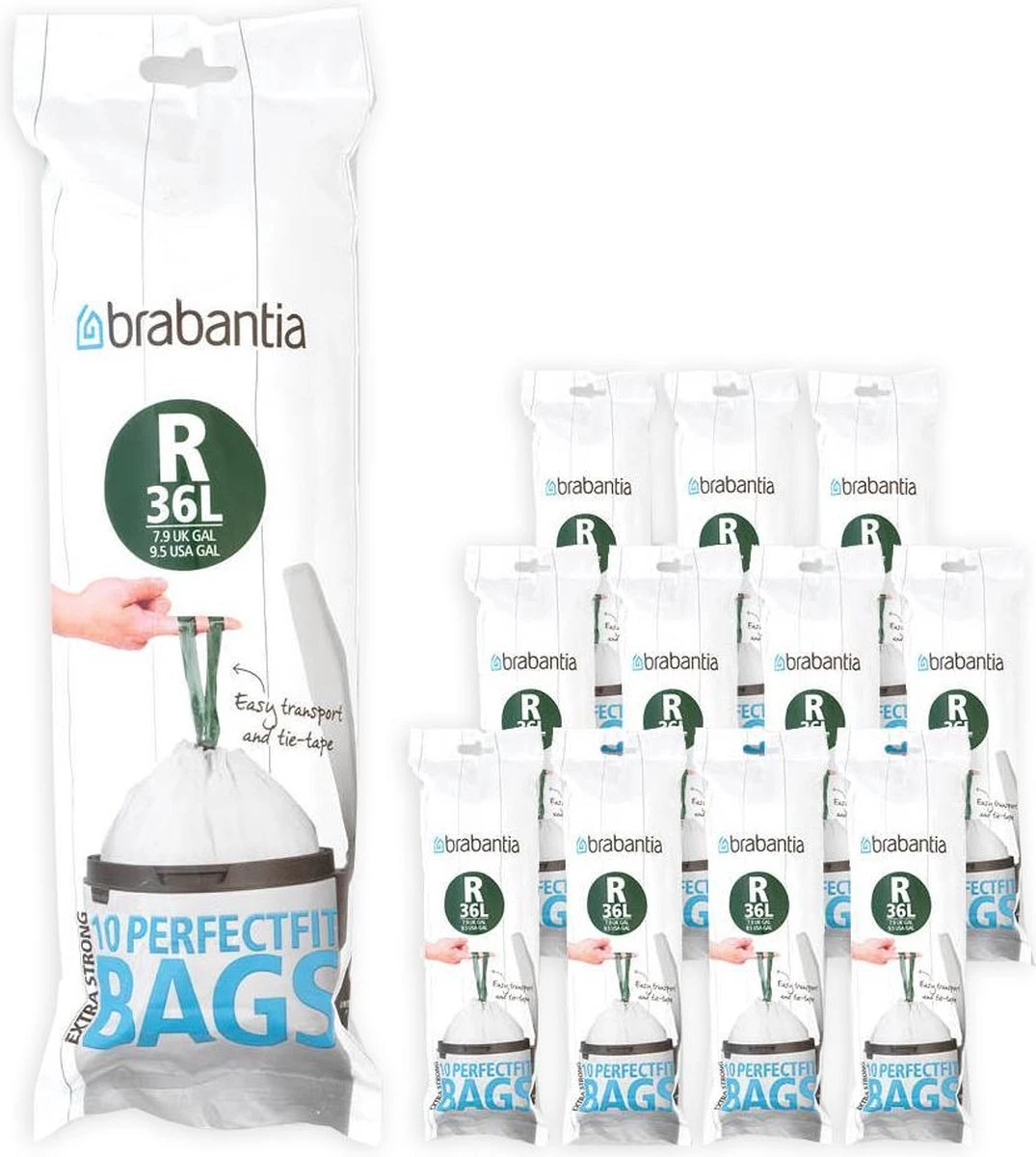 Brabantia PerfectFit Vuilniszakken - 36 L - Code R - 12 Rollen X 10 Stuks 1 Brabantia PerfectFit Vuilniszakken - 36 L - Code R - 12 Rollen X 10 Stuks