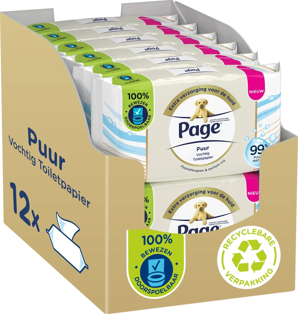 Page Puur Vochtig Toiletpapier - Extra Duurzaam Vochtig Wc Papier - 12 X 38 Stuks - Voordeelverpakking 3 Page Puur Vochtig Toiletpapier - Extra Duurzaam Vochtig Wc Papier - 12 X 38 Stuks - Voordeelverpakking - Afbeelding 3