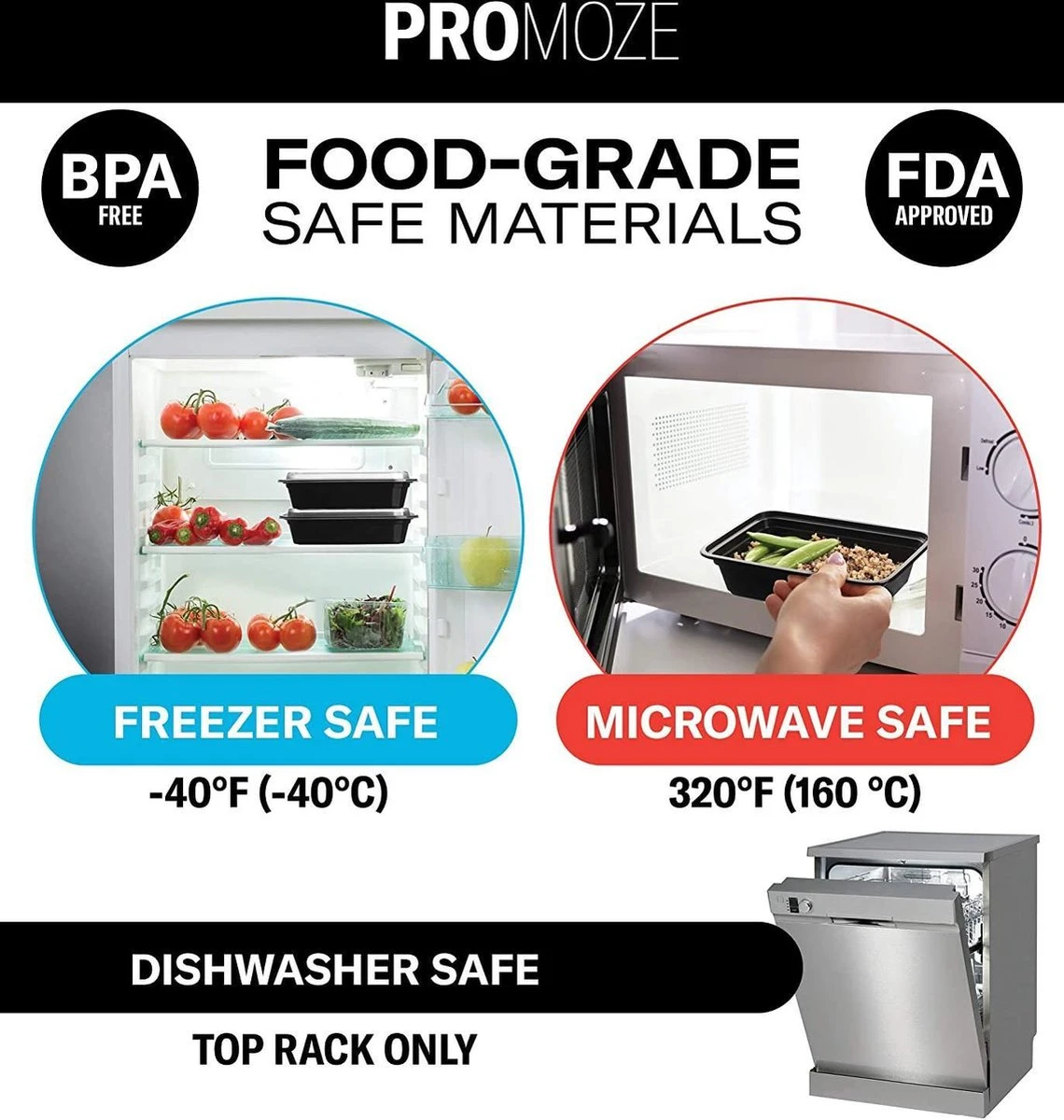 Buxibo - 50 Meal Prep Bakjes - Salade/Lunch Box - Diepvriesbakjes - Vershoudbakjes - Plastic Bakjes Met Deksel - Vershouddoos - Magnetron Vaatwasser Bestendig - 24 Oz/0.7 Liter Inhoud - Herbruikbaar - Kunststof - BPA Vrij - Zwart 3 Buxibo - 50 Meal Prep Bakjes - Salade/Lunch Box - Diepvriesbakjes - Vershoudbakjes - Plastic Bakjes Met Deksel - Vershouddoos - Magnetron Vaatwasser Bestendig - 24 Oz/0.7 Liter Inhoud - Herbruikbaar - Kunststof - BPA Vrij - Zwart - Afbeelding 3