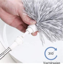 Fain® Plumeau Met Telescoopsteel – Grijs – 80 Tot 280 Cm - Uitschuifbaar – Wasbaar - Flexibel 360° Draaibaar – Duster - Microvezel Ragebol -Beste Woninginrichting Winkel 1181x1200
