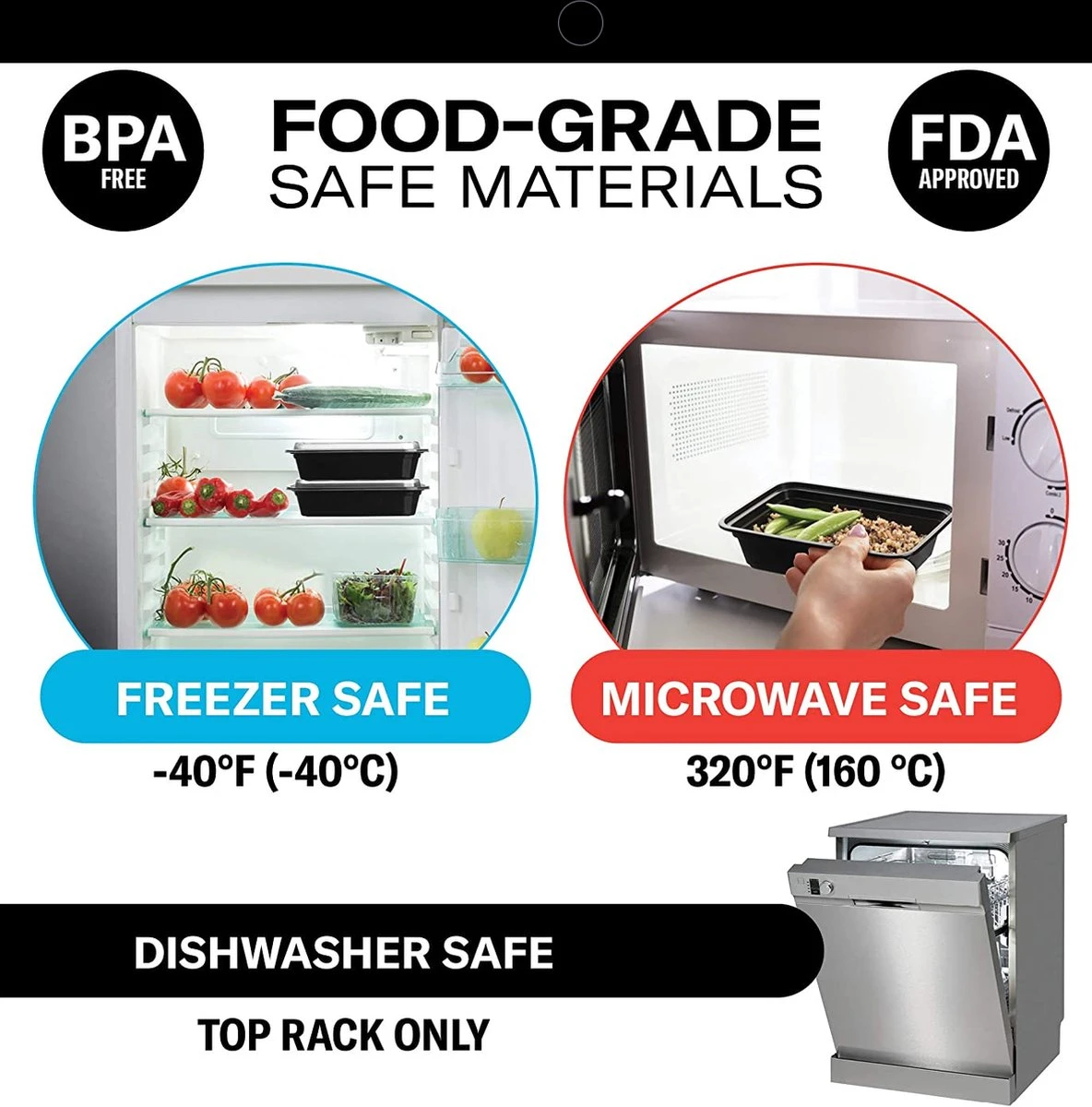 Buxibo - 50 Meal Prep Bakjes - Salade/Lunch Box - Diepvriesbakjes - Vershoudbakjes - Plastic Bakjes Met Deksel - Vershouddoos - Magnetron Vaatwasser Bestendig - 24 Oz/0.7 Liter Inhoud - Herbruikbaar - Kunststof - BPA Vrij - Zwart 6 Buxibo - 50 Meal Prep Bakjes - Salade/Lunch Box - Diepvriesbakjes - Vershoudbakjes - Plastic Bakjes Met Deksel - Vershouddoos - Magnetron Vaatwasser Bestendig - 24 Oz/0.7 Liter Inhoud - Herbruikbaar - Kunststof - BPA Vrij - Zwart - Afbeelding 6