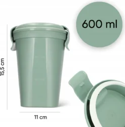 Curver Lunch & Go Beker - Magnetronbestendig - Lunchbeker – Muesli Beker - Soepbeker - Yoghurt Beker To Go – LunchBox - KoffieBeker - Salade Lunchbox - 0,6l – Groen -Beste Woninginrichting Winkel 1186x1200