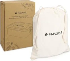 Navaris RVS Broodtrommel Met Verdeler - Meal Prep Bakje - Vershouddoos - Lunchbox - 17 X 13 X 6 Cm - Inhoud 0,8 Liter - Vaatwasbestendig -Beste Woninginrichting Winkel 1200x1041