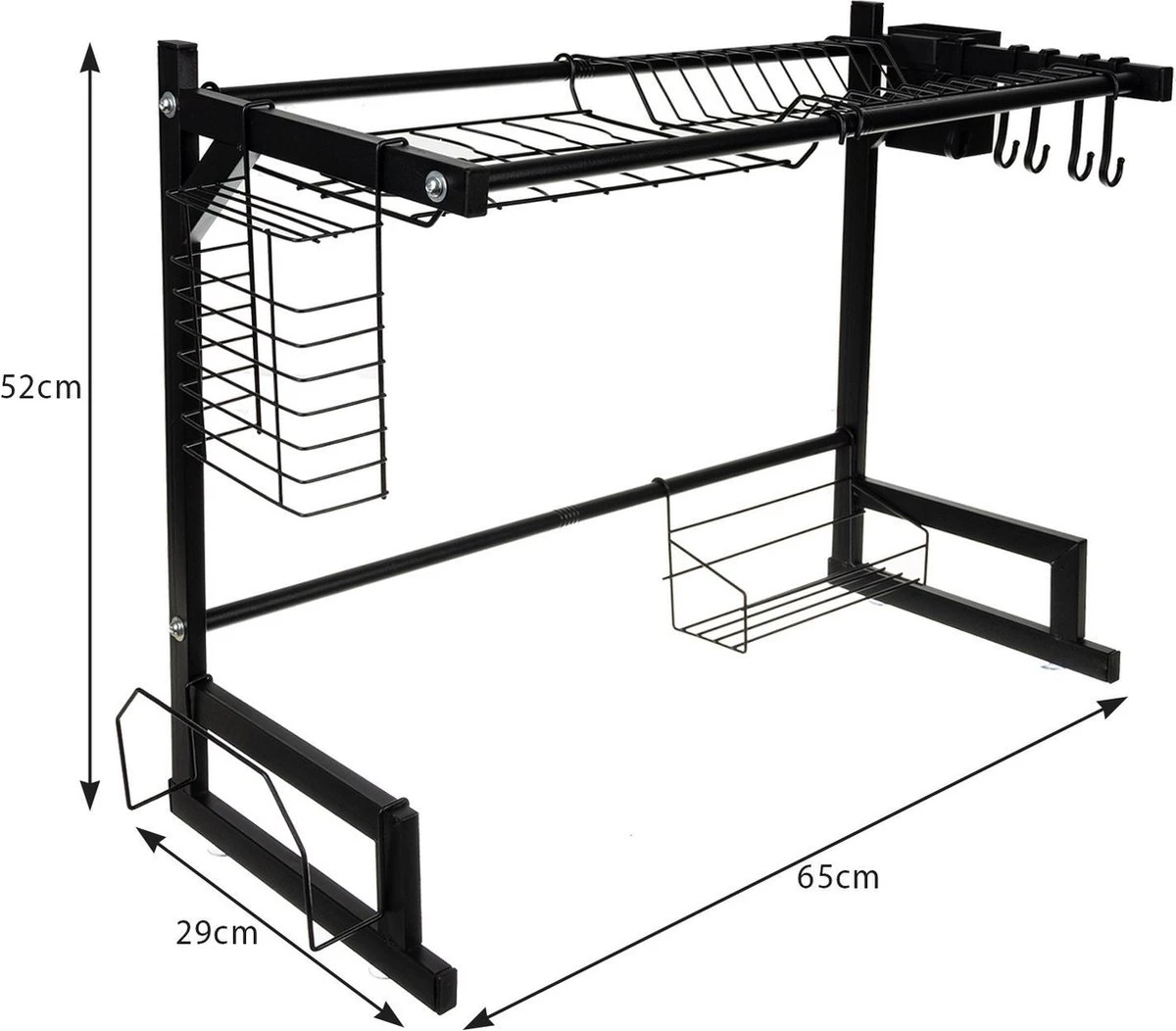 Afdruiprek Droger Zwart Voor Bestek Boven De Gootsteen 65 Cm X 29 Cm X 52 Cm 6 Afdruiprek Droger Zwart Voor Bestek Boven De Gootsteen 65 Cm X 29 Cm X 52 Cm - Afbeelding 6
