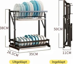 Doogo® Afdruiprek Met Lekbak 2 Laags – Inklapbaar - Muur Hangen Mogelijke - Afwasrek – Met 2 Lekbakken – Extra Accessories Voor Servies En Snijplanken - RVS 14 Doogo® Afdruiprek Met Lekbak 2 Laags – Inklapbaar - Muur Hangen Mogelijke - Afwasrek – Met 2 Lekbakken – Extra Accessories Voor Servies En Snijplanken - RVS -Beste Woninginrichting Winkel 1200x1056
