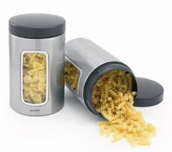 Brabantia Voorraadbus - 1,4 L - Matt Steel Fingerprint Proof / Matt Black Deksel - Met Venster -Beste Woninginrichting Winkel 1200x1060