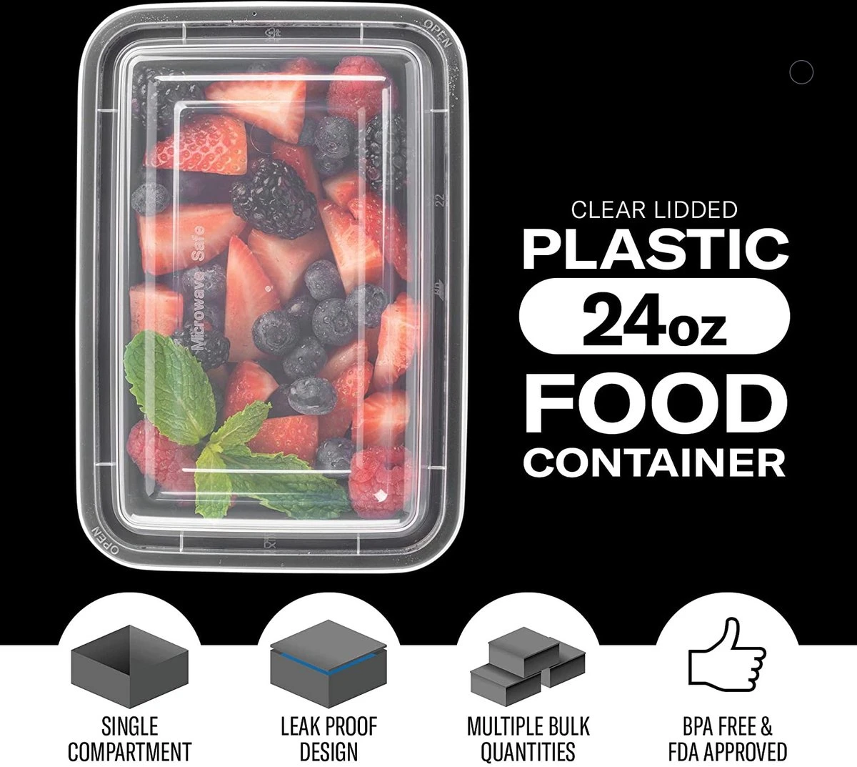 Buxibo - 50 Meal Prep Bakjes - Salade/Lunch Box - Diepvriesbakjes - Vershoudbakjes - Plastic Bakjes Met Deksel - Vershouddoos - Magnetron Vaatwasser Bestendig - 24 Oz/0.7 Liter Inhoud - Herbruikbaar - Kunststof - BPA Vrij - Zwart 7 Buxibo - 50 Meal Prep Bakjes - Salade/Lunch Box - Diepvriesbakjes - Vershoudbakjes - Plastic Bakjes Met Deksel - Vershouddoos - Magnetron Vaatwasser Bestendig - 24 Oz/0.7 Liter Inhoud - Herbruikbaar - Kunststof - BPA Vrij - Zwart - Afbeelding 7