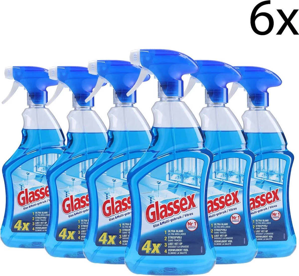 Glassex Glas & Multi Schoonmaak Spray - 750ml X6 1 Glassex Glas & Multi Schoonmaak Spray - 750ml X6