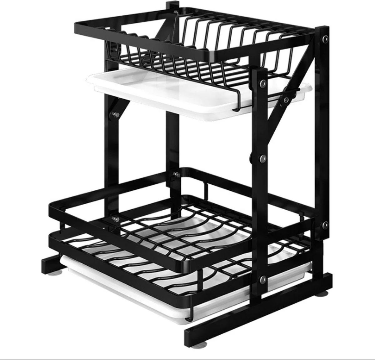 Doogo® Afdruiprek Met Lekbak 2 Laags – Inklapbaar - Muur Hangen Mogelijke - Afwasrek – Met 2 Lekbakken – Extra Accessories Voor Servies En Snijplanken - RVS 2 Doogo® Afdruiprek Met Lekbak 2 Laags – Inklapbaar - Muur Hangen Mogelijke - Afwasrek – Met 2 Lekbakken – Extra Accessories Voor Servies En Snijplanken - RVS - Afbeelding 2