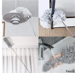 Fain® Plumeau Met Telescoopsteel – Grijs – 80 Tot 280 Cm - Uitschuifbaar – Wasbaar - Flexibel 360° Draaibaar – Duster - Microvezel Ragebol -Beste Woninginrichting Winkel 1200x1170