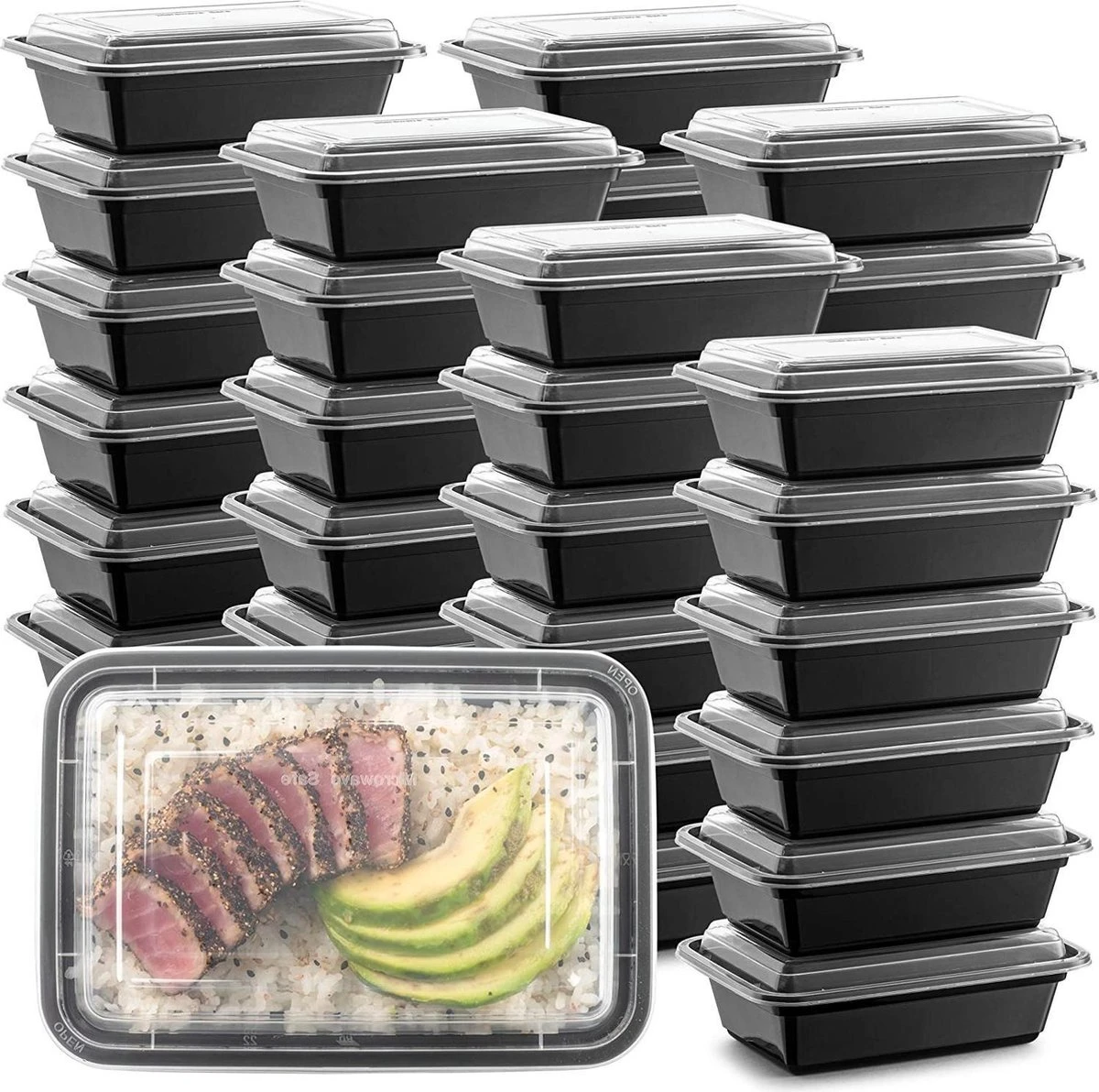 Buxibo - 50 Meal Prep Bakjes - Salade/Lunch Box - Diepvriesbakjes - Vershoudbakjes - Plastic Bakjes Met Deksel - Vershouddoos - Magnetron Vaatwasser Bestendig - 24 Oz/0.7 Liter Inhoud - Herbruikbaar - Kunststof - BPA Vrij - Zwart 8 Buxibo - 50 Meal Prep Bakjes - Salade/Lunch Box - Diepvriesbakjes - Vershoudbakjes - Plastic Bakjes Met Deksel - Vershouddoos - Magnetron Vaatwasser Bestendig - 24 Oz/0.7 Liter Inhoud - Herbruikbaar - Kunststof - BPA Vrij - Zwart - Afbeelding 8