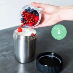 Coninx Thermos Lunchbox - Muesli Beker To Go - Isoleer Lunchpot - Yoghurtbeker To Go - Mueslibeker 840ml (600ml+240ml) - RVS / Zwart -Beste Woninginrichting Winkel 1200x1200 192