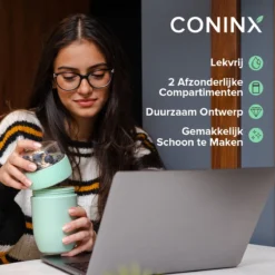 Coninx Yoghurtbeker To Go - Muesli Beker To Go - Lunchbeker - Mueslibeker 640ml (450ml+190ml) - Groen -Beste Woninginrichting Winkel 1200x1200 204