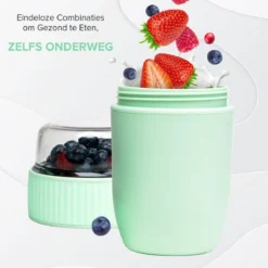 Coninx Yoghurtbeker To Go - Muesli Beker To Go - Lunchbeker - Mueslibeker 640ml (450ml+190ml) - Groen -Beste Woninginrichting Winkel 1200x1200 208