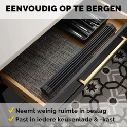 Kitch&Life Afdruiprek Oprolbaar - Mat Zwart - Pannenonderzetter - Afdruipmat - Keukenrek 3-in-1 -Beste Woninginrichting Winkel 1200x1200 246