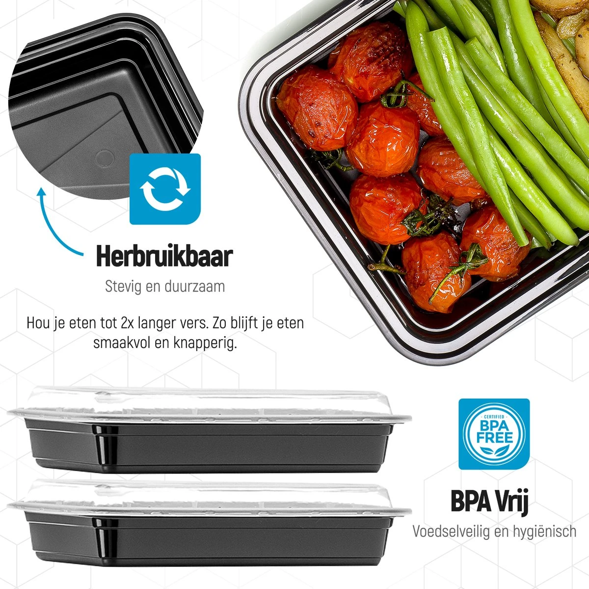 Meal Prep Bakjes - 20 Stuks - 1 Compartiment - Lunchbox - Diepvriesbakjes - Vershoudbakjes - Plastic Bakjes Met Deksel - Magnetron Bakjes Met Deksel - Meal Prep - Vershouddoos - 1L - BPA Vrij - Fitcrafters 7 Meal Prep Bakjes - 20 Stuks - 1 Compartiment - Lunchbox - Diepvriesbakjes - Vershoudbakjes - Plastic Bakjes Met Deksel - Magnetron Bakjes Met Deksel - Meal Prep - Vershouddoos - 1L - BPA Vrij - Fitcrafters - Afbeelding 7