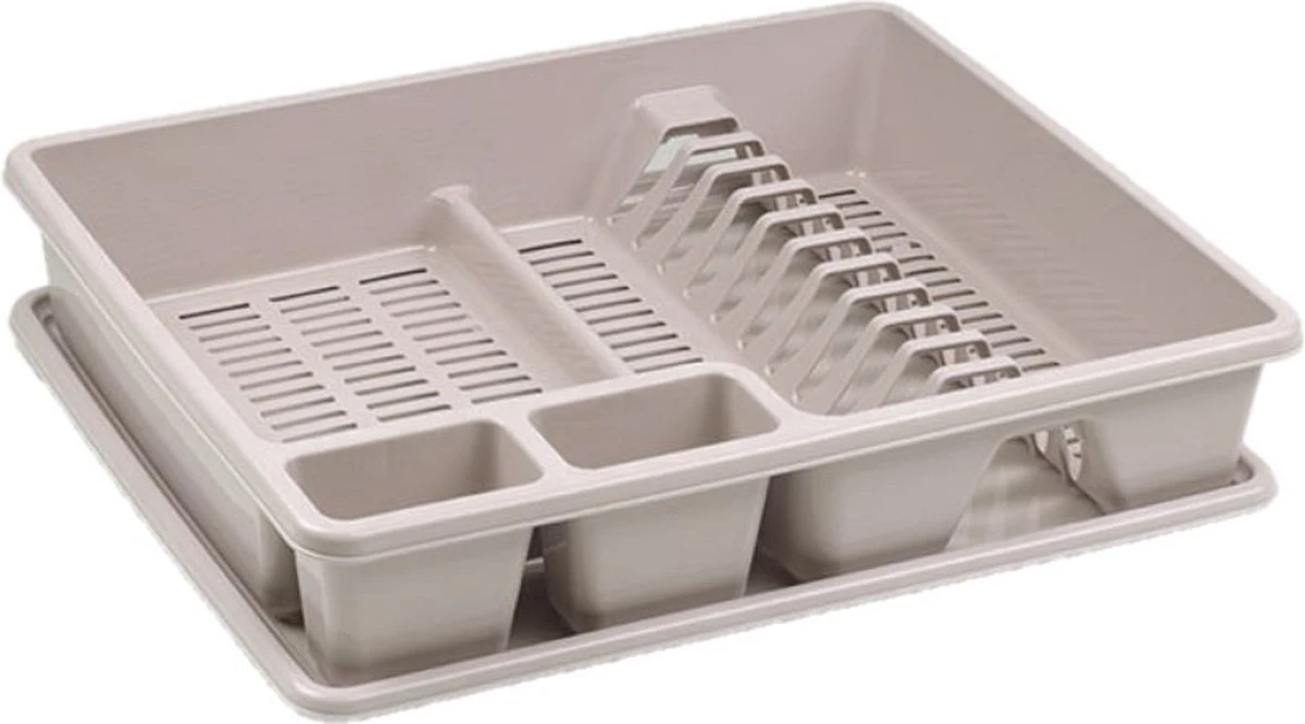 Afwas Afdruiprek Taupe Kunststof 48 X 38 X 9 Cm - Afwassen/drogen Met Lekbak 1 Afwas Afdruiprek Taupe Kunststof 48 X 38 X 9 Cm - Afwassen/drogen Met Lekbak