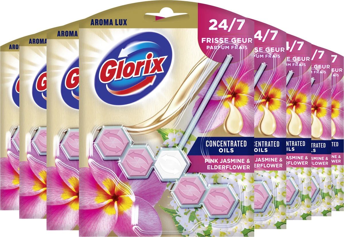 Glorix Aroma Lux Pink Jasmine & Elderflower Toiletblokken - 9 Stuks - Voordeelverpakking 7 Glorix Aroma Lux Pink Jasmine & Elderflower Toiletblokken - 9 Stuks - Voordeelverpakking - Afbeelding 7