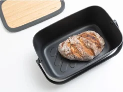 Brabantia Nic Broodtrommel - Met Bamboe Deksel - Dark Grey -Beste Woninginrichting Winkel 1200x897