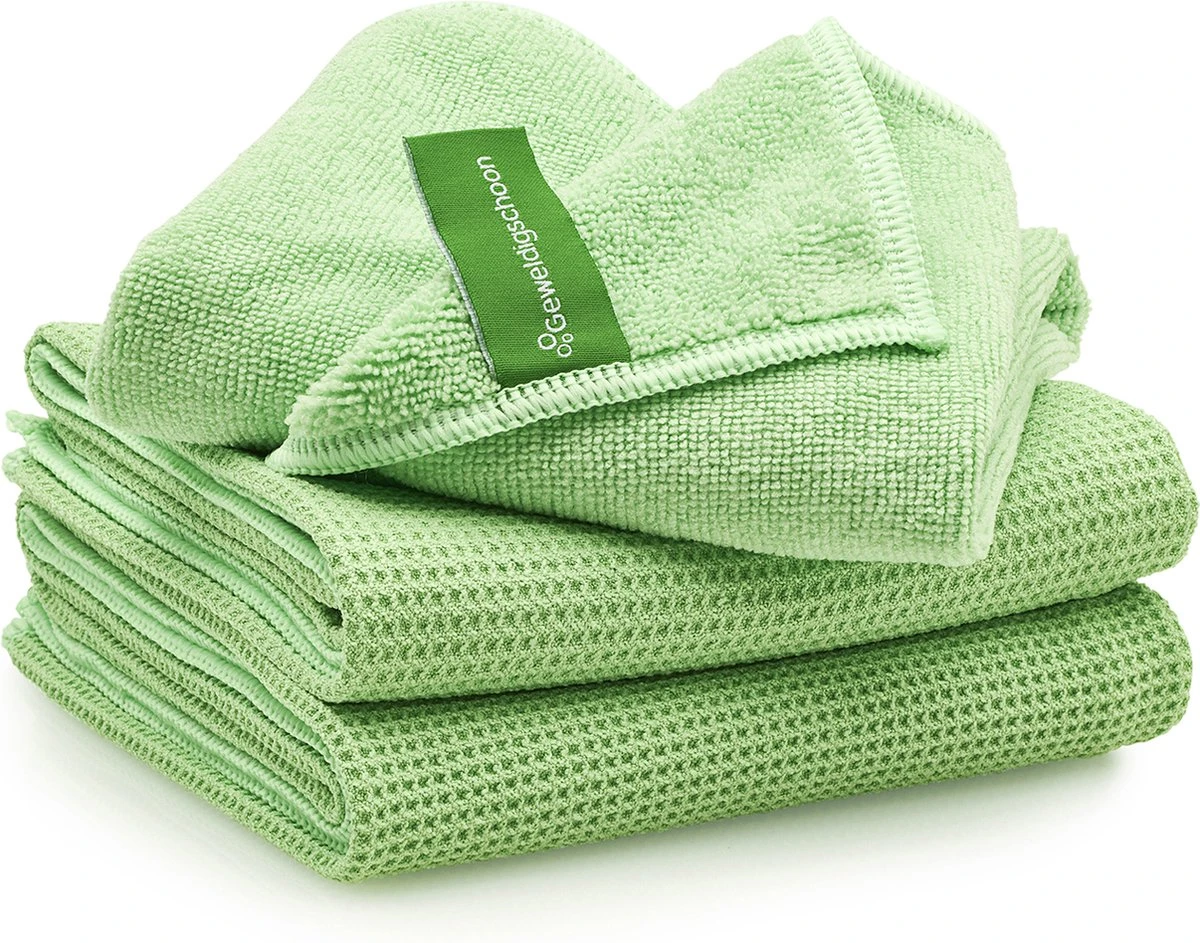 Geweldigschoon Groene Microvezel Raamdoekenset Bestaande Uit 1 Schoonmaakdoek + 2 Droogdoeken (raamdoeken, Raamset) 1 Geweldigschoon Groene Microvezel Raamdoekenset Bestaande Uit 1 Schoonmaakdoek + 2 Droogdoeken (raamdoeken, Raamset)