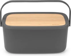 Brabantia Nic Broodtrommel - Met Bamboe Deksel - Dark Grey -Beste Woninginrichting Winkel 1200x952
