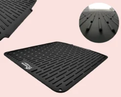 HOMYHON Afdruipmat -Afdruipmat Siliconen -Pannenonderzetter- Antislip -Hittebestendig - Aanrecht Mat -Siliconen Mat - 40 X 46 Cm - Zwart -Beste Woninginrichting Winkel 1200x960 1