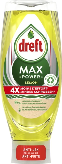 Dreft MaxPower - Lemon - Vloeibaar Afwasmiddel - Voordeelverpakking 8 X 640 Ml -Beste Woninginrichting Winkel 453x1200