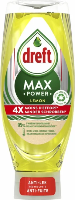 Dreft MaxPower - Lemon - Vloeibaar Afwasmiddel - Voordeelverpakking 8 X 640 Ml -Beste Woninginrichting Winkel 454x1200