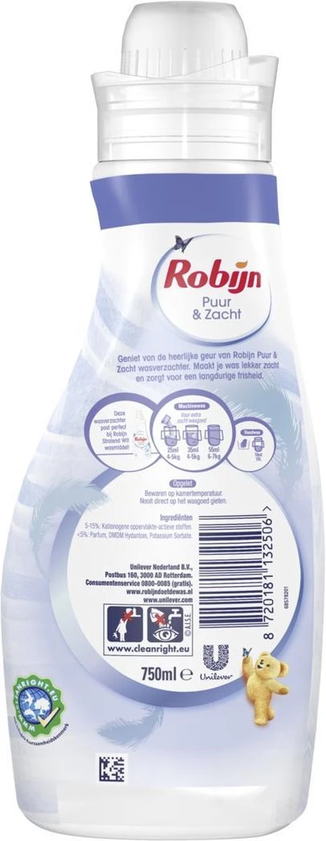 Robijn Puur & Zacht Wasverzachter - 4 X 30 Wasbeurten - Voordeelverpakking 2 Robijn Puur & Zacht Wasverzachter - 4 X 30 Wasbeurten - Voordeelverpakking - Afbeelding 2