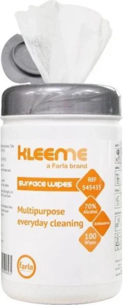 Schoonmaakdoekjes - Ontsmettingsdoekjes - Desinfectiedoekjes - Desinfectie Doekjes - KleenMe - Alcohol Doekjes - Alcoholdoekjes - Allesreiniger Zachte Antibacteriële Alcohol Wipes- 100 Doekjes - Met Dispenser - 70% Alcohol - 185 X 110mm