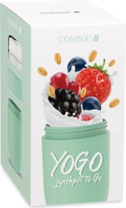 Coninx Yoghurtbeker To Go - Muesli Beker To Go - Lunchbeker - Mueslibeker 640ml (450ml+190ml) - Groen -Beste Woninginrichting Winkel 729x1200