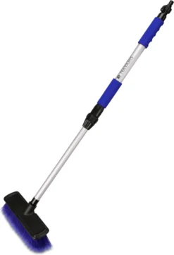 Navaris Telescopische Autowasborstel - Watergevoerde Wasborstel Voor Auto's En Ramen Met Uitschuifbare Lange Handgreep En Zachte Haren - Blauw