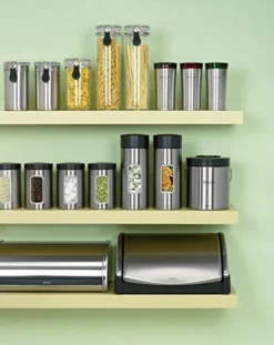 Brabantia Voorraadbus - 1,4 L - Matt Steel Fingerprint Proof / Matt Black Deksel - Met Venster -Beste Woninginrichting Winkel 952x1200