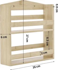 ACAZA Ophangbaar Kruidenrek Met 10 Glazen Kruidenpotjes, Spice Rack, Keuken Rek, Kruiden Organizer Voor Specerijen, Peper, Zout, 26 Cm Breed, Bamboe -Beste Woninginrichting Winkel 995x1200 1